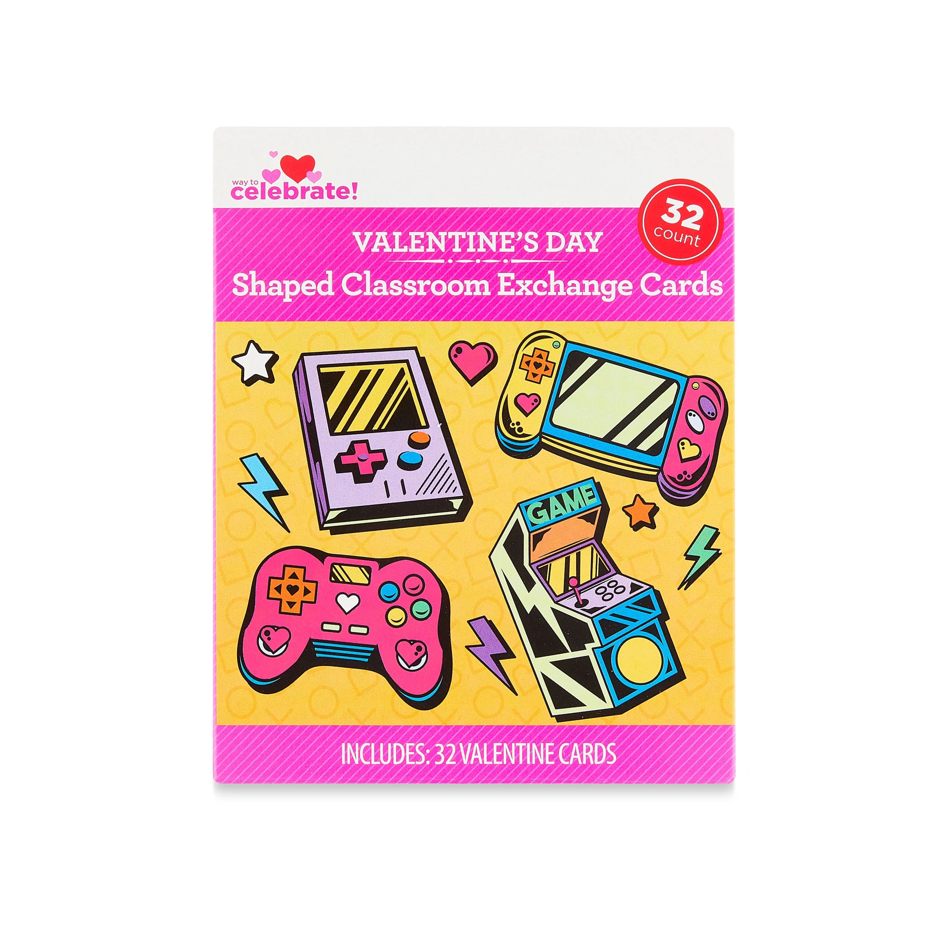 Valentine's Day Multicolor Gamer Personalized Greeting Card Set, 32 Count, Way To Celebrate - Wal... | Walmart (US)