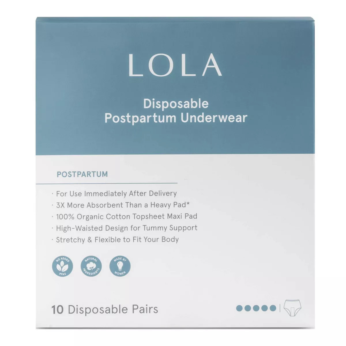 LOLA Postpartum Underwear with Organic Cotton Maxi Pad - 10ct | Target