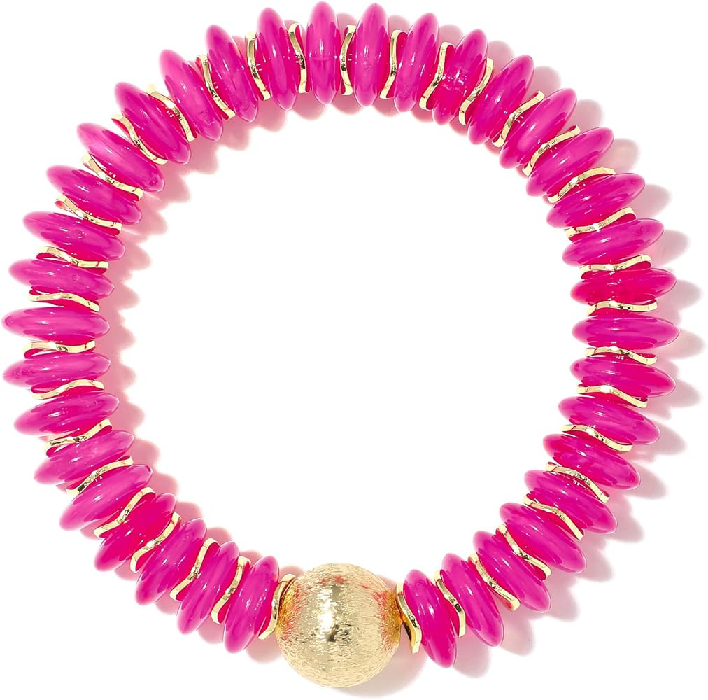 RISHEGAE Chunky Beaded Bracelet for Women Stretch Resin Beaded Bracelets Boho Surfer Beach Bracel... | Amazon (US)