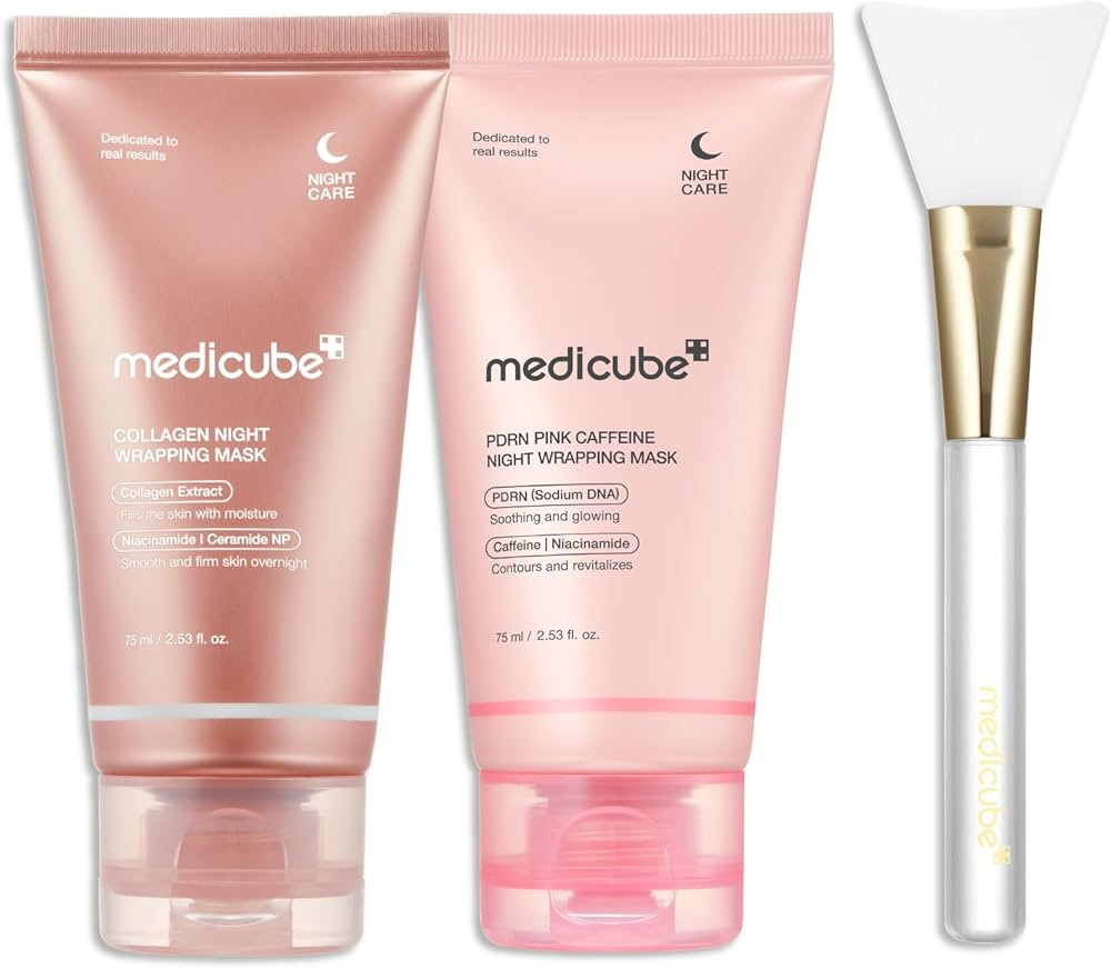 medicube Pink Glow Wrapping Mask Duo: Collagen Overnight Wrapping Peel Off Facial Mask Pack and P... | Amazon (US)