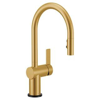 Cia Single-Handle Pull-Down Sprayer Kitchen Faucet with Power Boost in Brushed Gold | The Home Depot