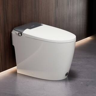 Elongated Non-Electric Bidet Toilet 1.0 GPF in Dark Gray with Air Pressure Assisted Flush, Rear a... | The Home Depot