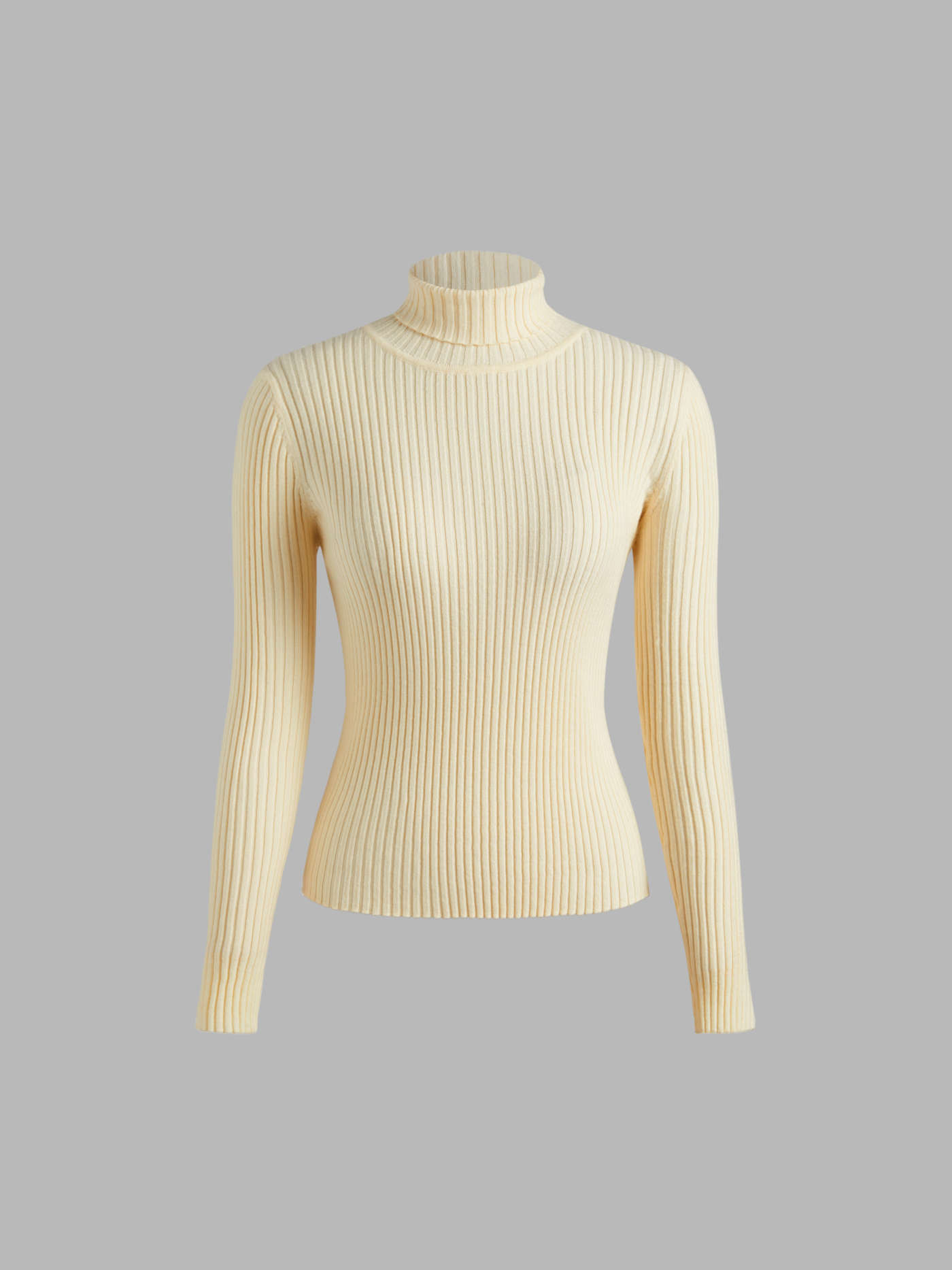 Knit Fabric High Neck Solid Knitted Long Sleeve Top For School Daily Casual Work | Cider