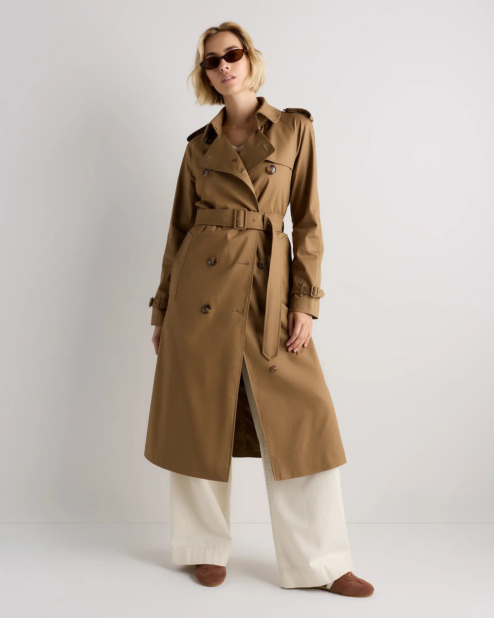 Comfort Stretch Long Trench Coat | Quince