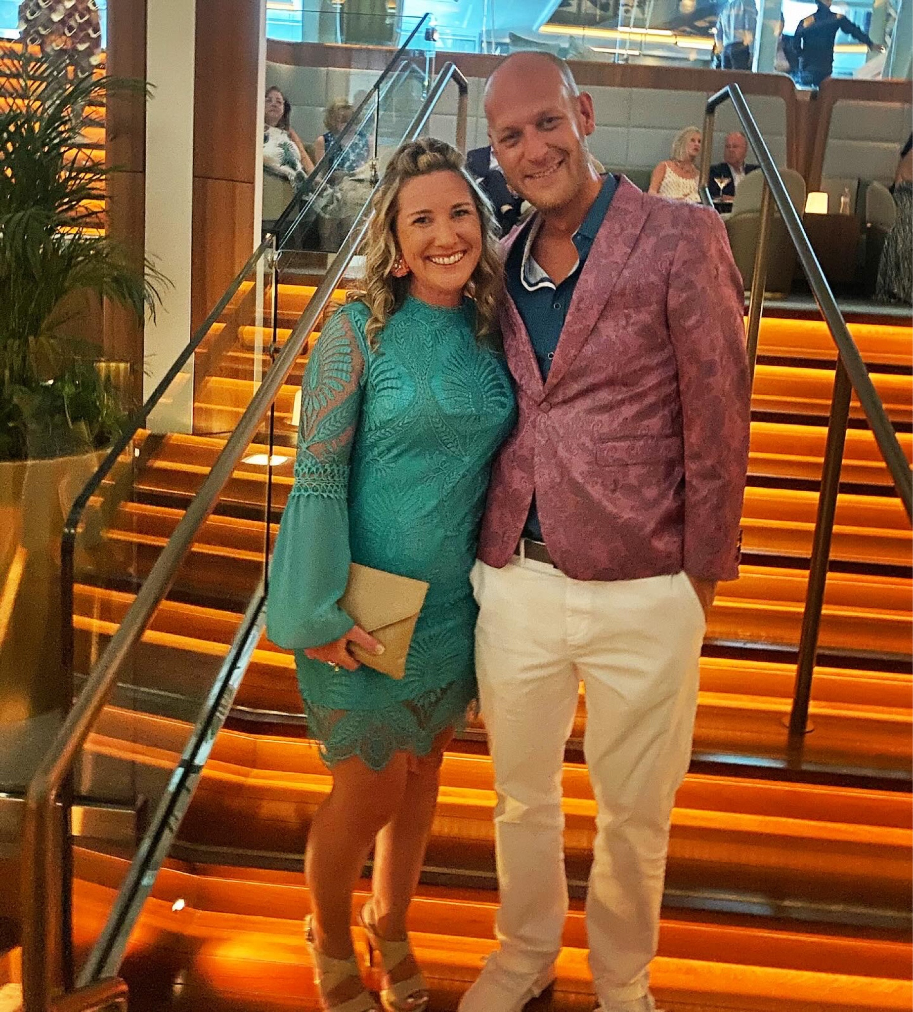 Dressy couples outfit from SHEIN! This dress fits true to size and was beautiful in person. I received so many compliments. Love the lace bell sleeves! 

#LTKparties #LTKover40 #LTKfindsunder50