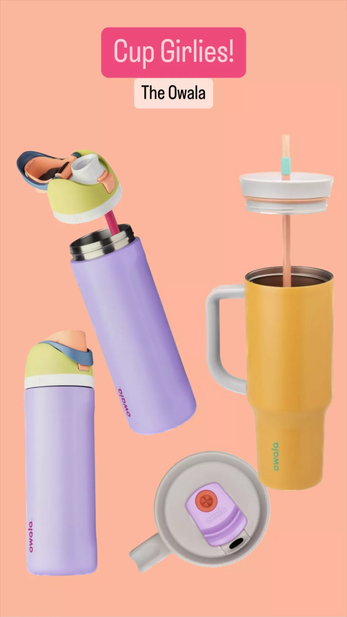 OWALA FreeSip Insulated Water Bottle with Straw