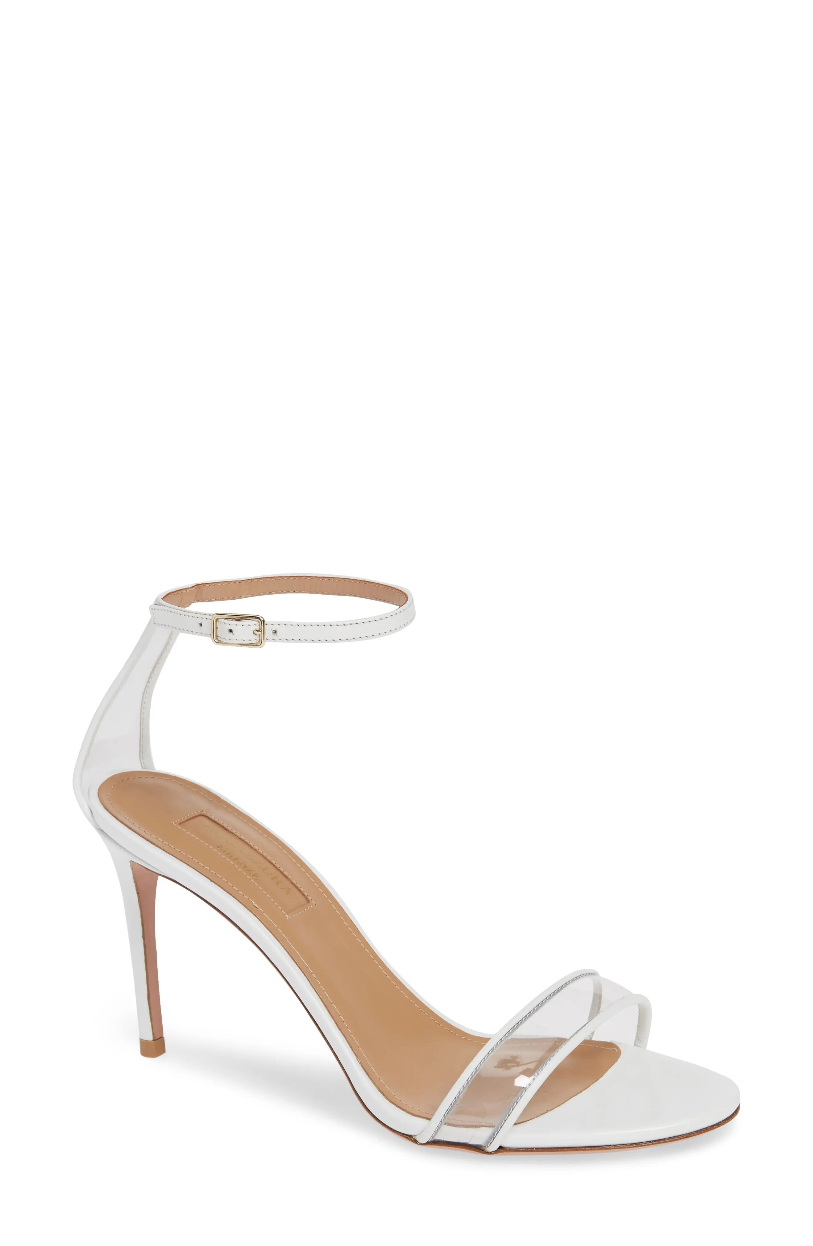 Women's Aquazzura Minimalist Clear Sandal, Size 5US / 35EU - White | Nordstrom