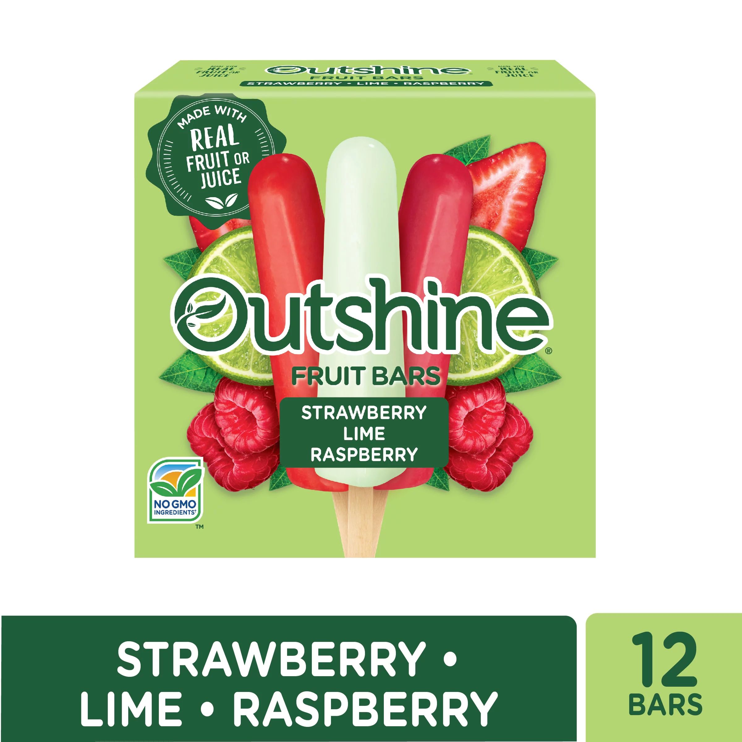 Outshine Strawberry, Lime, and Raspberry Frozen Fruit Bars Variety Pack, 12 Count | Walmart (US)