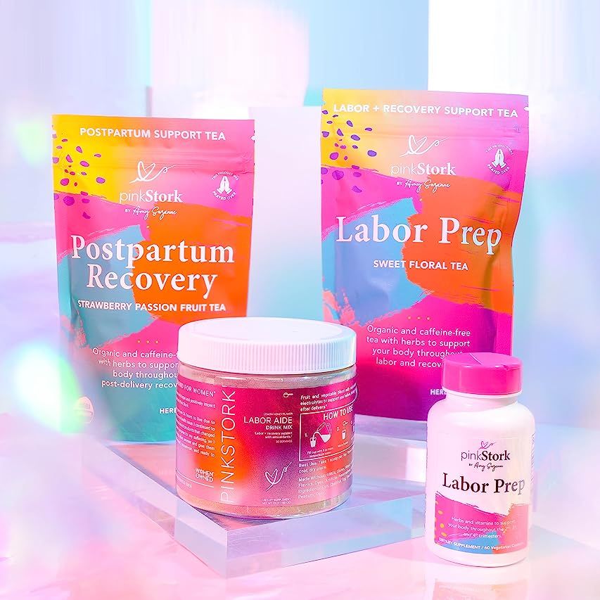 Pink Stork Labor Prep Supplement: Red Raspberry Leaf Supplement + Evening Primrose + Folate + Calciu | Amazon (US)