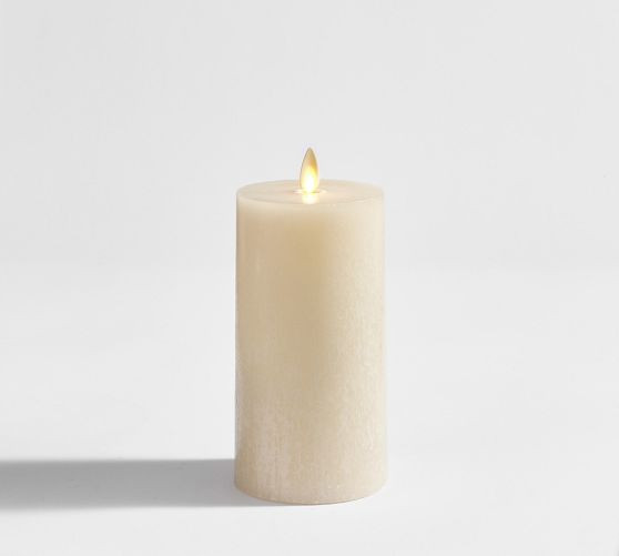 Premium Flickering Flameless Wax Pillar Candle - Salt Washed | Pottery Barn (US)