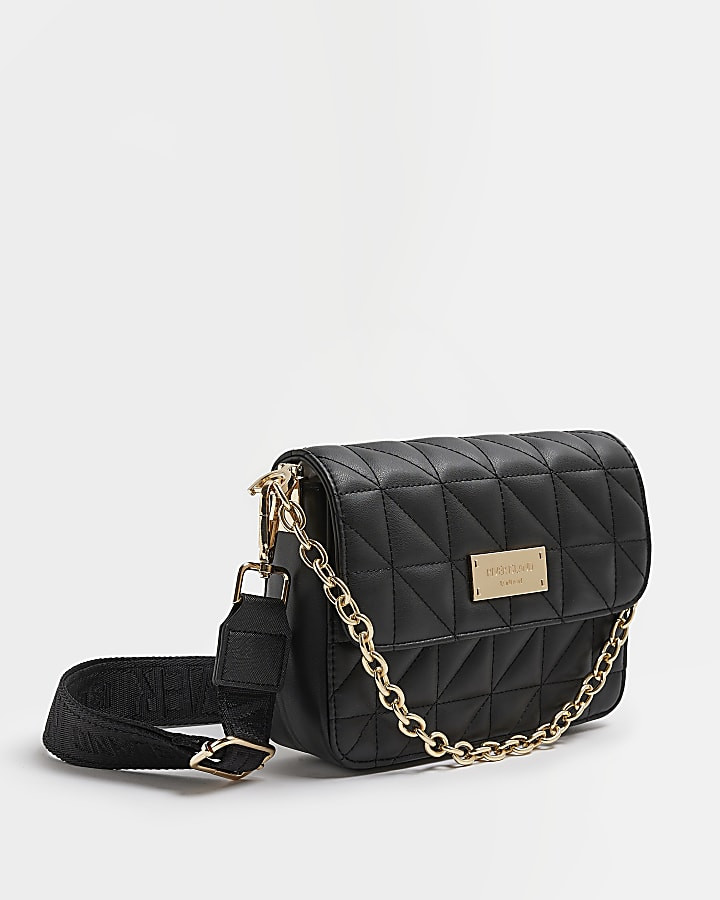 Black quilted cross body bag | River Island (UK & IE)