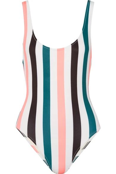 Solid and Striped - The Anne-marie Striped Swimsuit - Jade | NET-A-PORTER (US)