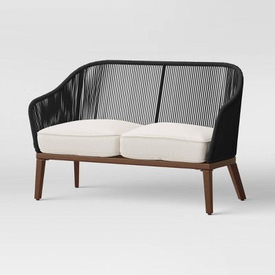 Steel Purcell Wood UV-Resistant Outdoor Patio Loveseat - Threshold™: DuraSeason Fabric™ Fabric, Weather-Resistant Patio Furniture | Target