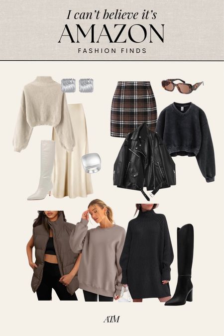 Amazon Fashion Finds

leather jacket, sunglasses, silver earrings, ring, sweater dress, silk skirt, plaid, beige sweater, croc boot, puffer vest 

#LTKfindsunder50 #LTKfindsunder100 #LTKstyletip