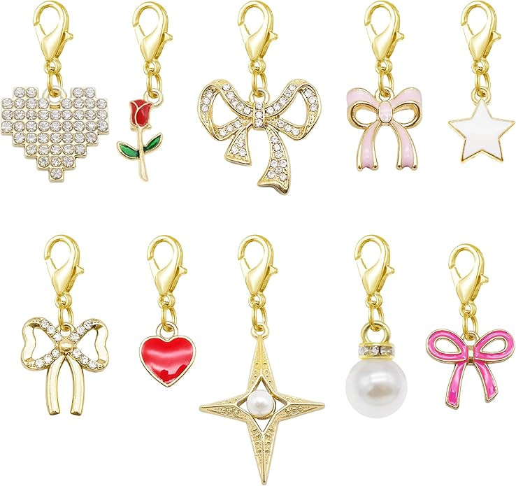 Julie Wang 20PCS 10 Styles Gold Shoe Charms for Sneakers Shoes Laces Decoration Bow Pendant with ... | Amazon (US)