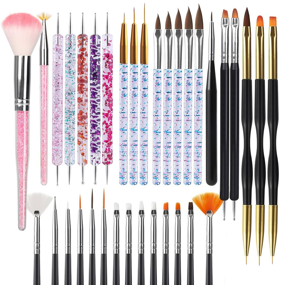 Artdone 35pcs Nail Art Pens brushes,Nail Art Tool Set,Nail Dotting Tools,Nail Dust Brush,Striping... | Amazon (US)