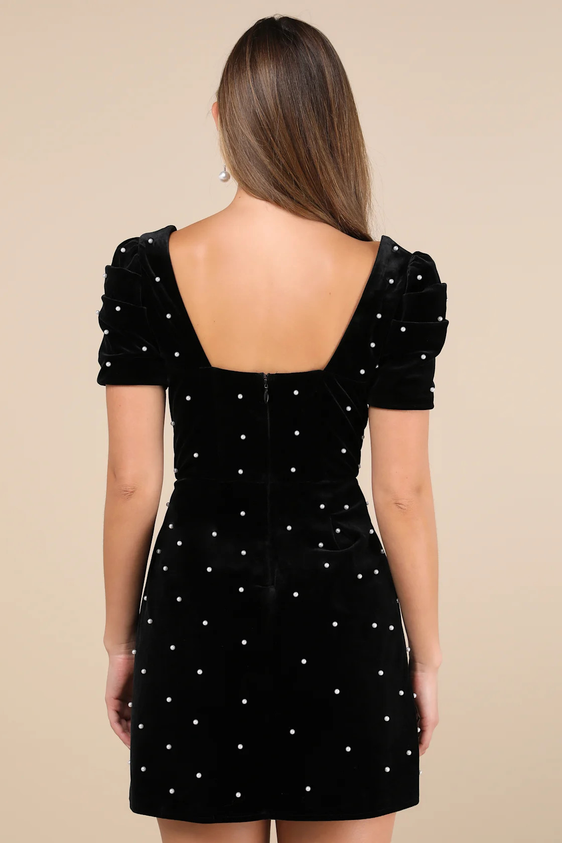 Luxe Possibilities Black Velvet Pearl Mini Dress | Lulus