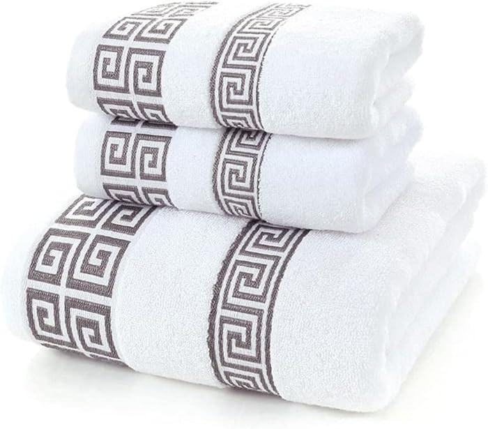 Highly Absorbent Embroidered Bath Towel Set of 3, 100% Cotton Towels for Bathroom, 1 Bath Towel 2... | Amazon (US)