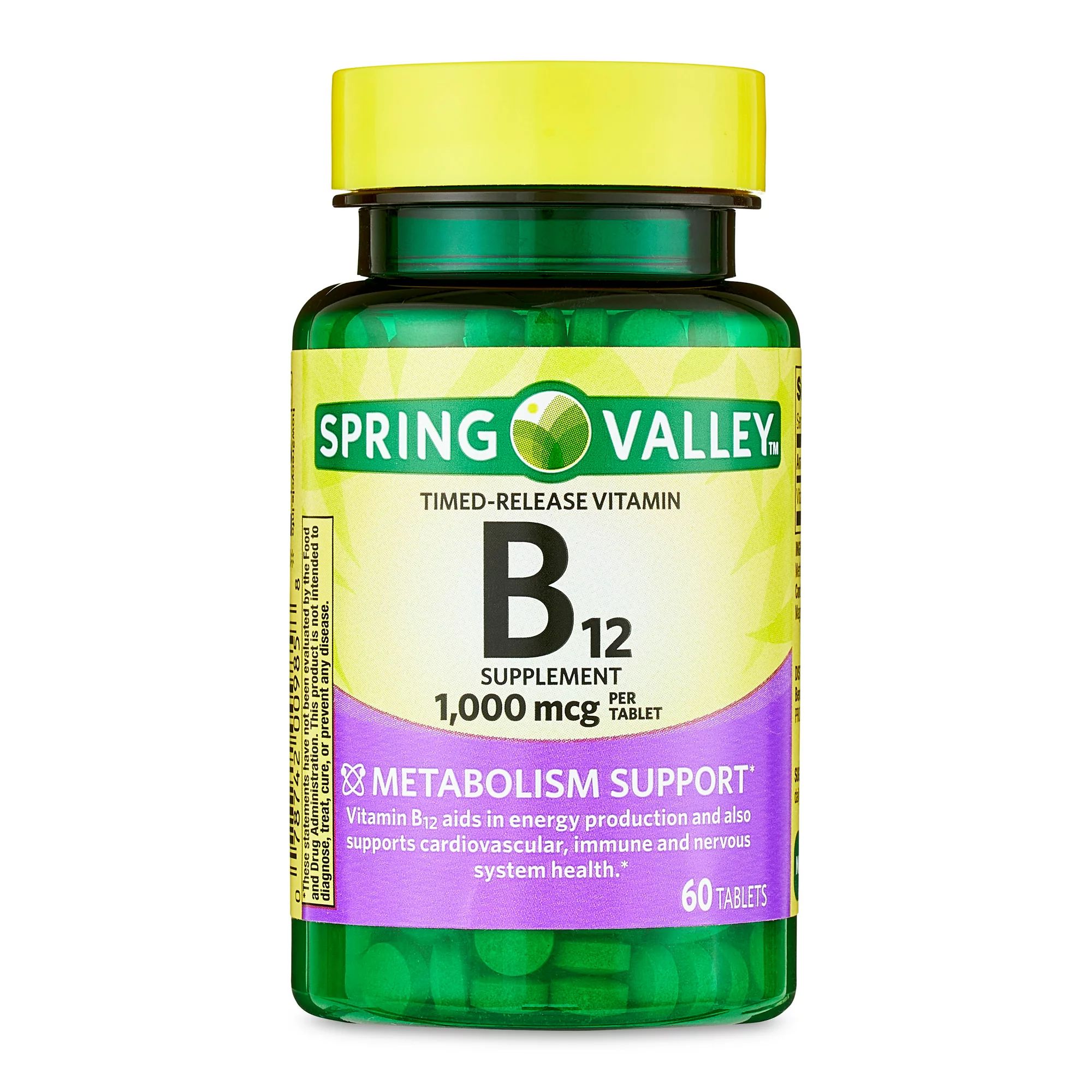 Spring Valley Timed-Release Vitamin B12 Tablets, 1,000 mcg, 60 Count | Walmart (US)