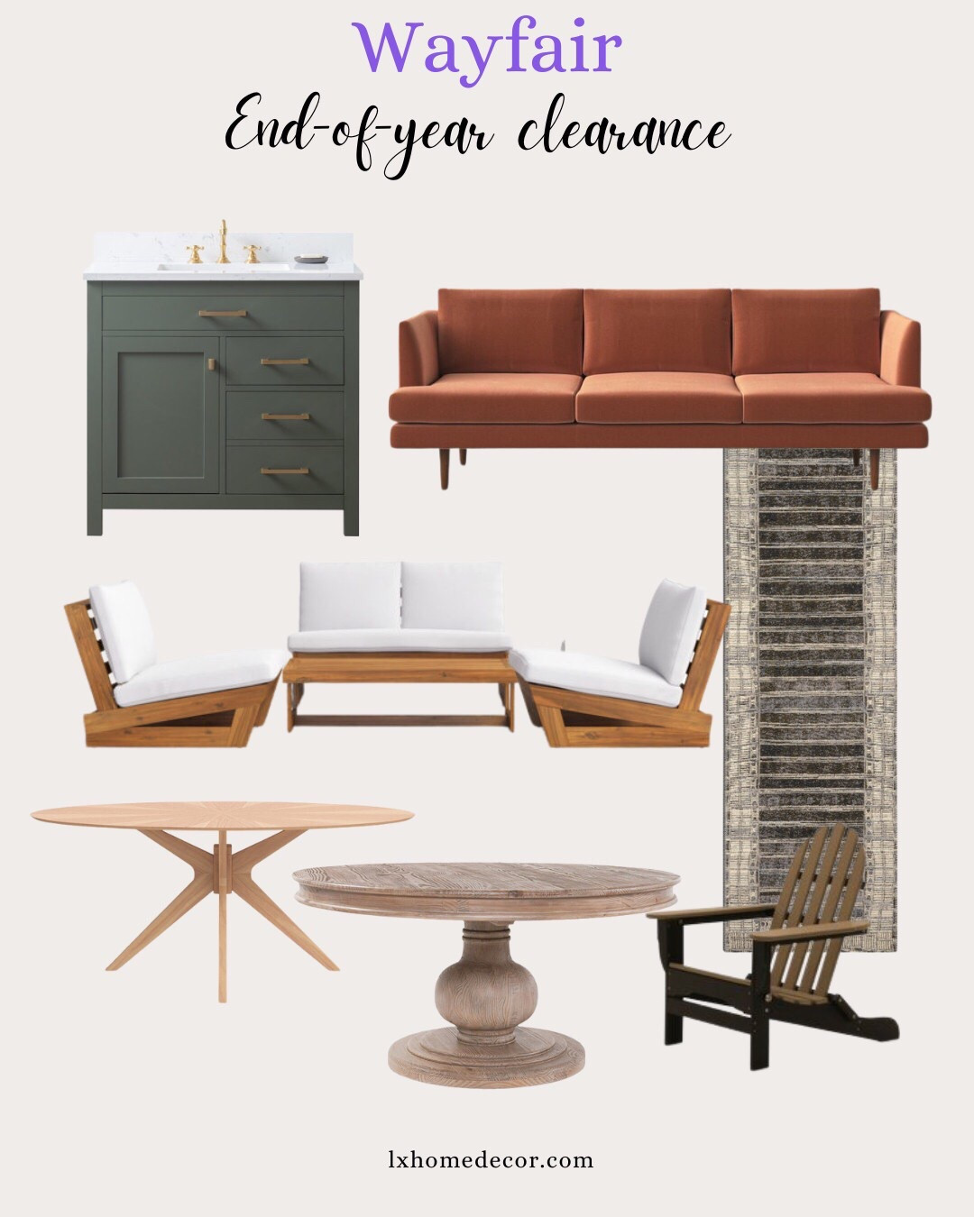 The year is ending! so grab these year end deals!

wayfair, sofa, rug, dining table, chair, outdoor sofa set, bathroom vanity 

 

Follow my LTK @lxhomedecor on the @shop.LTK app to view this post and get my exclusive app-only content!

#liketkit #LTKHome #LTKSaleAlert
@shop.ltk
https://liketk.it/51kdm

#LTKFindsUnder50 #LTKFindsUnder100 #LTKCyberWeek