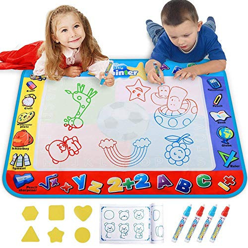 Alago Aqua Coloring Mat,Kids Toys Large Water Painting Mat,Toddlers Doodle Pad with 4 Colors,Gifts for Girls Boys Age 3 4 5+ Years Old,4 Pens,Drawing Molds and Booklet Included | Amazon (US)