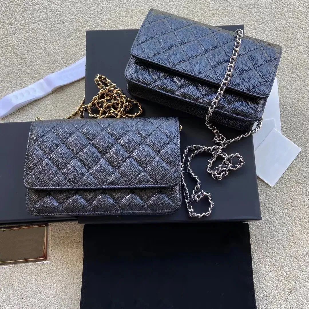 Fashion Bags Top Quality Women Designer CLASSIC Wallet On Chain caviar Woc Bag Grained Shiny Calf... | DHGate