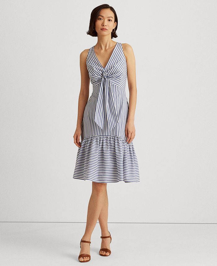 Lauren Ralph Lauren Striped Tie-Front Crepe Dress & Reviews - Dresses - Women - Macy's | Macys (US)