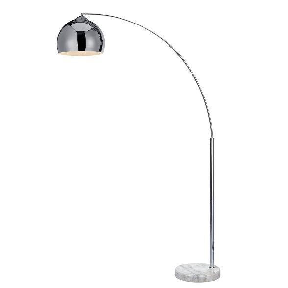 67" Curved Floor Lamp with Shade and Marble Base White - Versanora | Target