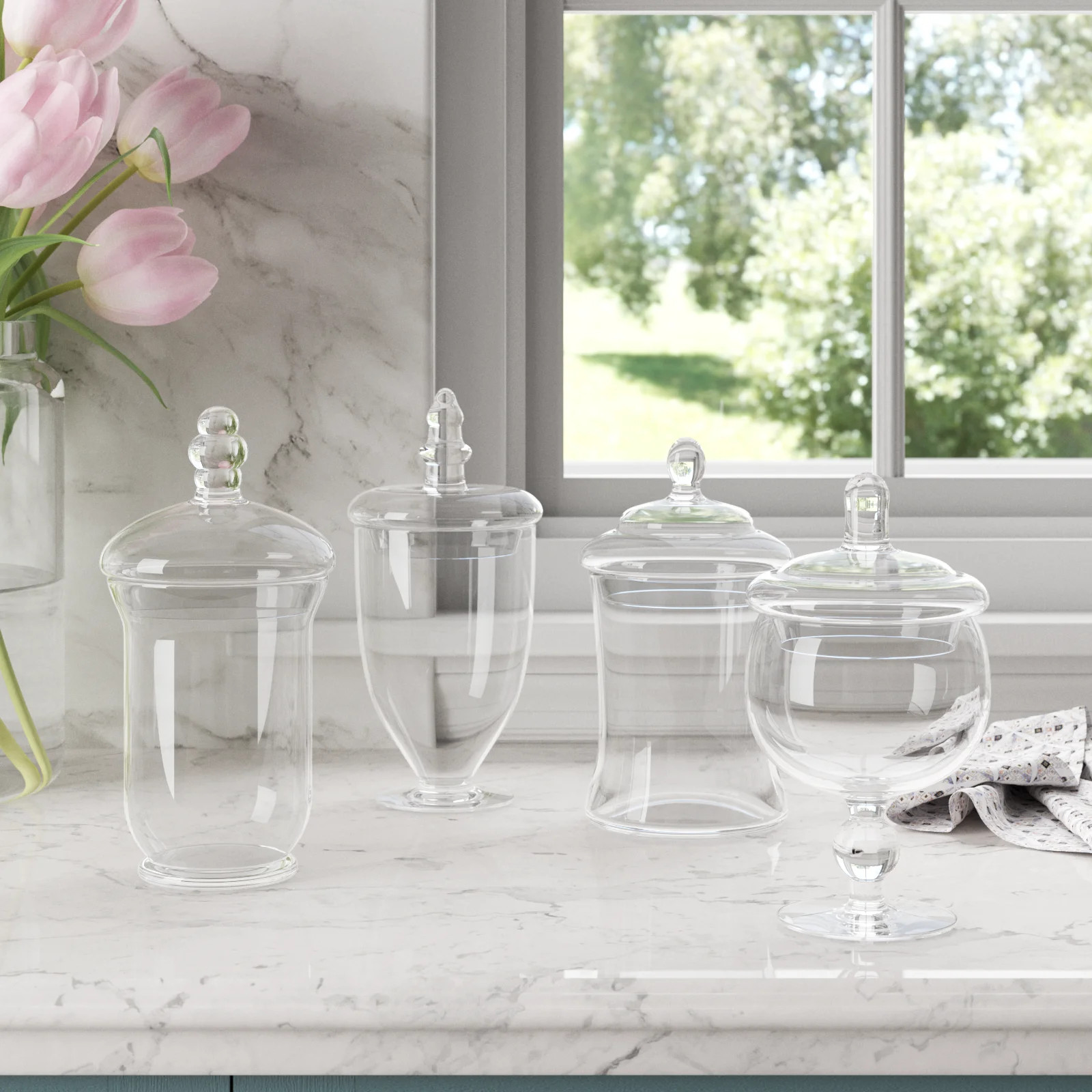 4 Piece Clear Glass Apothecary Jar Set | Wayfair North America