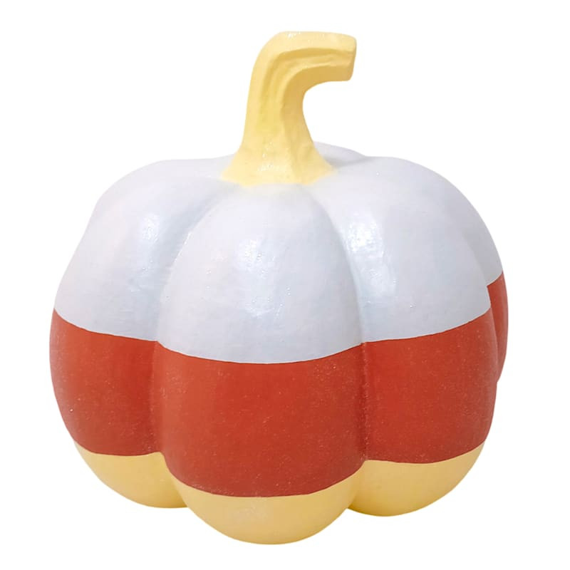 Tricky Treats Paper Mache Candy Corn Pumpkin Decor, 18" | At Home