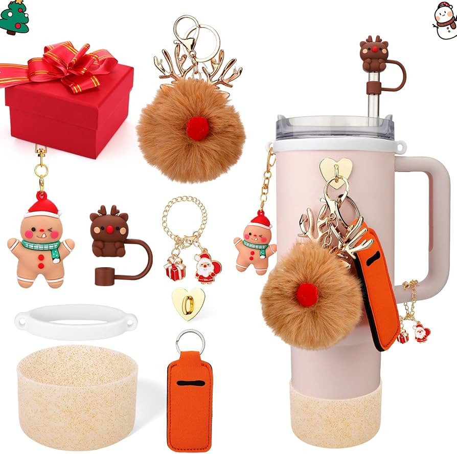 AIERSA Christmas Cup Accessories for Stanley, Includes Straw Topper, Lipstick Holder, Boot, Charm... | Amazon (US)