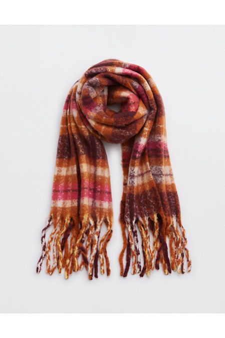 Aerie Plaid Brushed Heavyweight Scarf Women's Purple One Size | American Eagle Outfitters (US & CA)