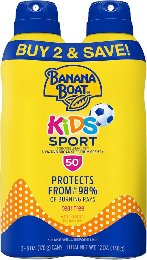 Banana Boat Sport Kids Sunscreen Spray SPF 50 Oxybenzone-Free Twin Pack 6oz each | Amazon (US)