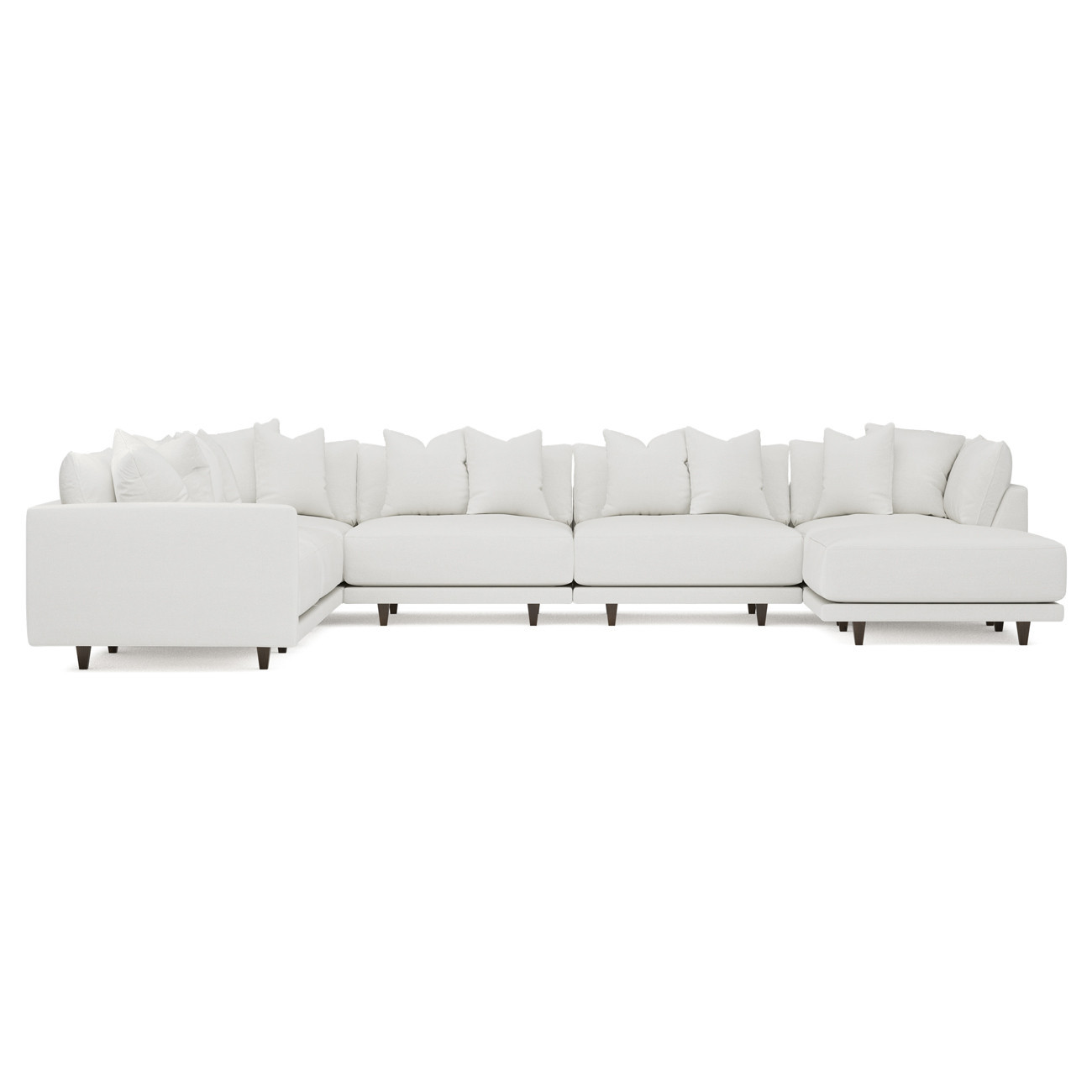 Toulouse Snow Performance Modular 7-Piece Corner Sectional With Ottoman - Right End - 166 | Kathy Kuo Home