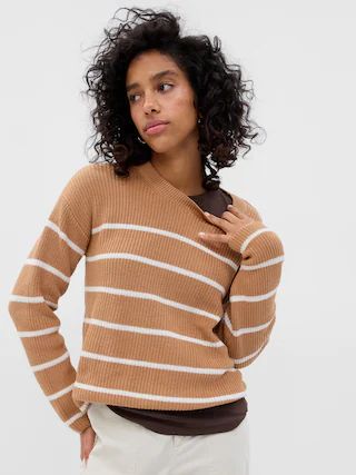 Shaker-Stitch Stripe Crewneck Sweater | Gap Factory