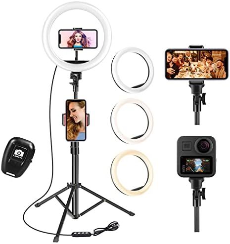 UPhitnis 10" Ring Light with Tripod Stand & Phone Holder, Selfie Ring Light with 63" Tripod Stand... | Amazon (UK)
