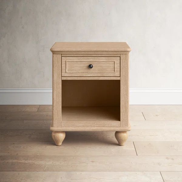 Hinton 1 - Drawer Nightstand in White Washed Maple | Wayfair North America