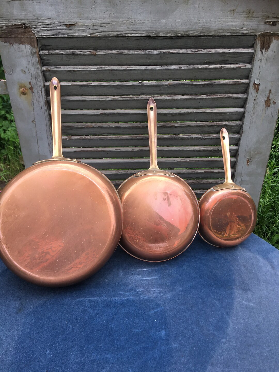 Vintage Copper Tagus Pans x 3. Portuguese 1970s. | Etsy (US)