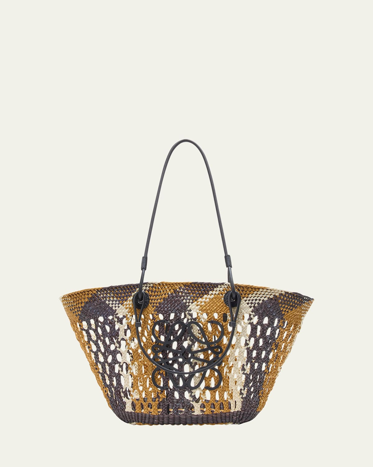 x Paula's Ibiza Medium Anagram Ajoure Basket Tote Bag in Straw | Bergdorf Goodman