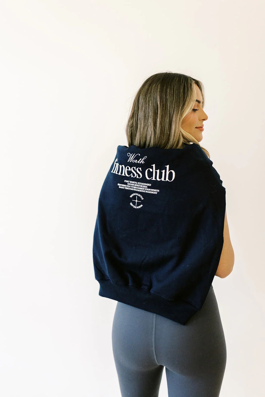 Worth Fitness Club Crewneck in Navy or Heather Grey | Worth Collective