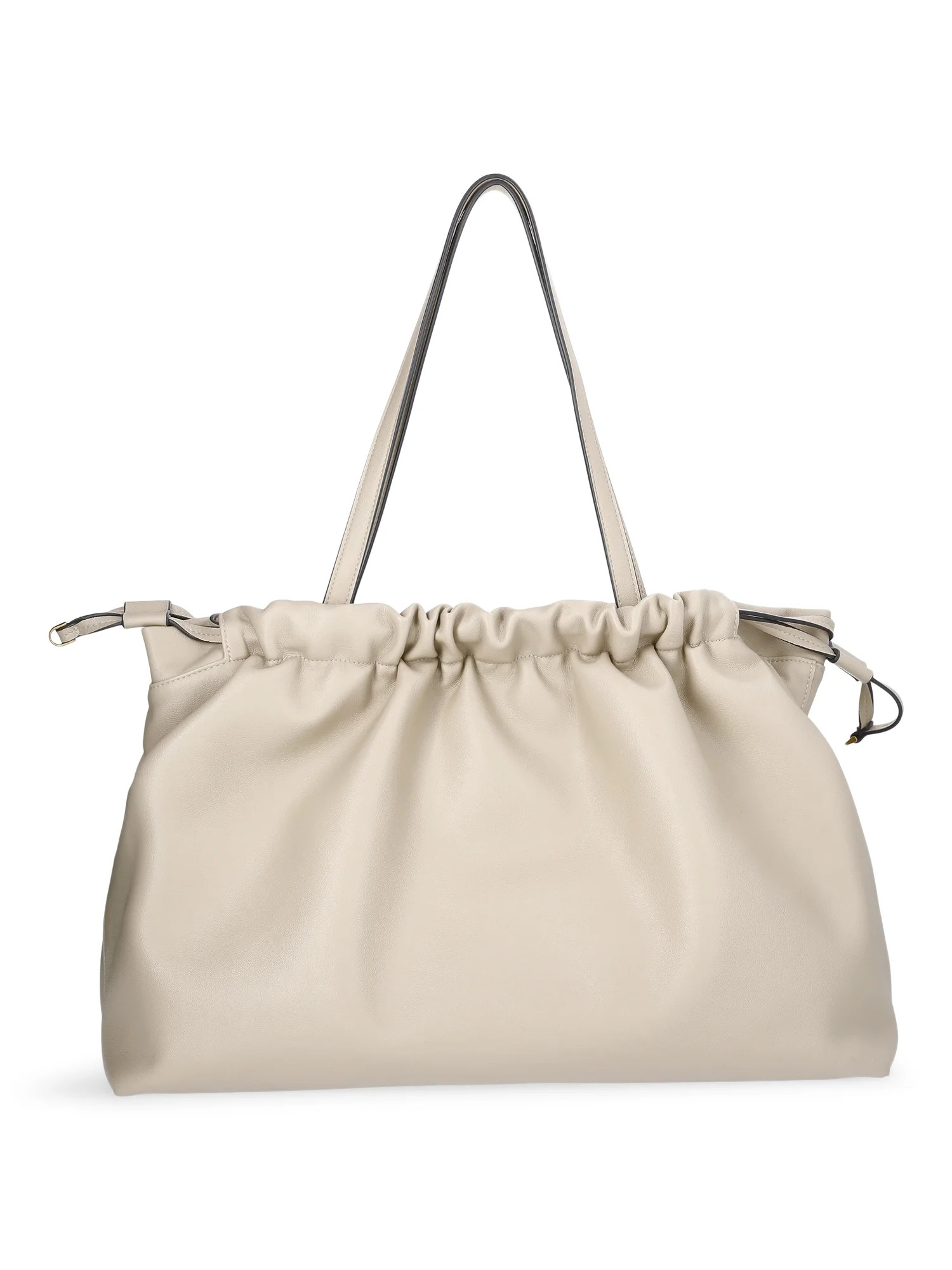 Scoop Women's Faux Leather Oversized Drawstring Pouch Tote, Almond Biscuit | Walmart (US)