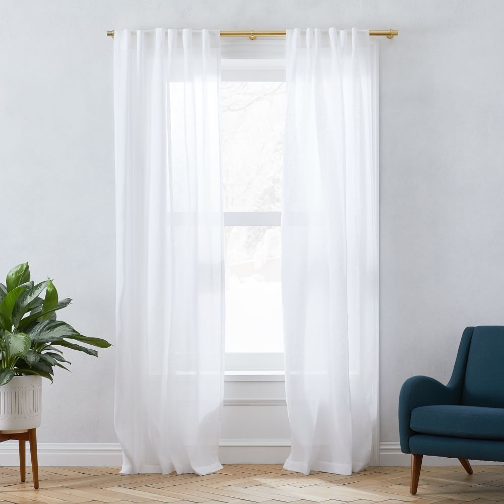 Sheer European Flax Linen Curtain - White | West Elm (US)