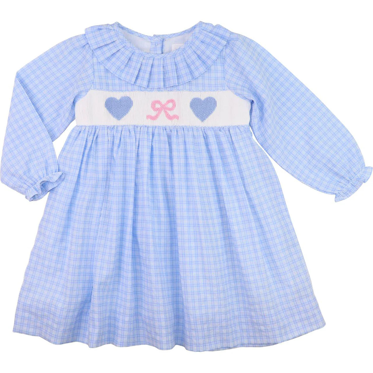 Blue Smocked Hearts And Bow Dress | Cecil and Lou