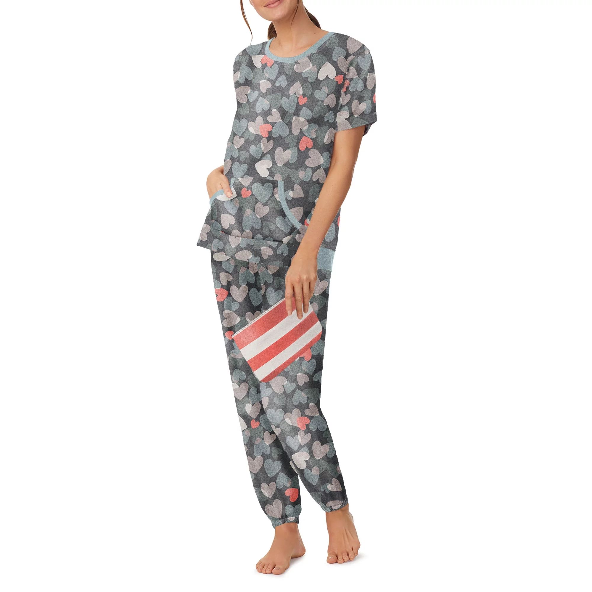 Secret Treasures Women's and Women's Plus Mother's Day Short Sleeve Top and Joggers with Makeup B... | Walmart (US)