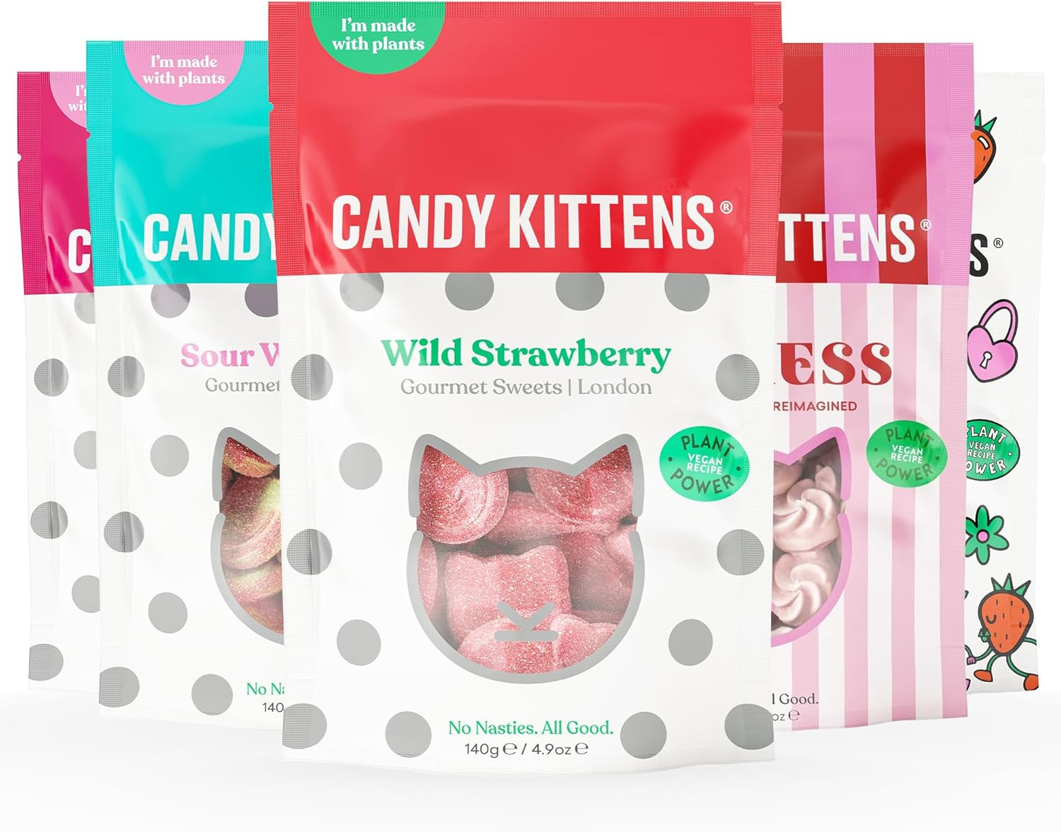 Candy Kittens Vegan Sweets CORE Selection (5 x 140g), Vegan Chewy Sweets Bundle - Wild Strawberry... | Amazon (UK)