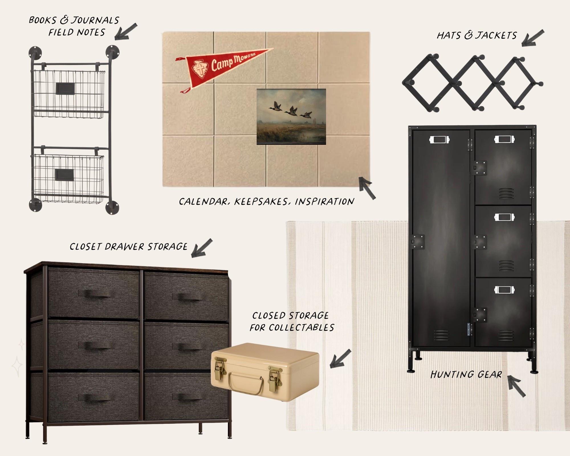 Storage solutions - rustic boys room  