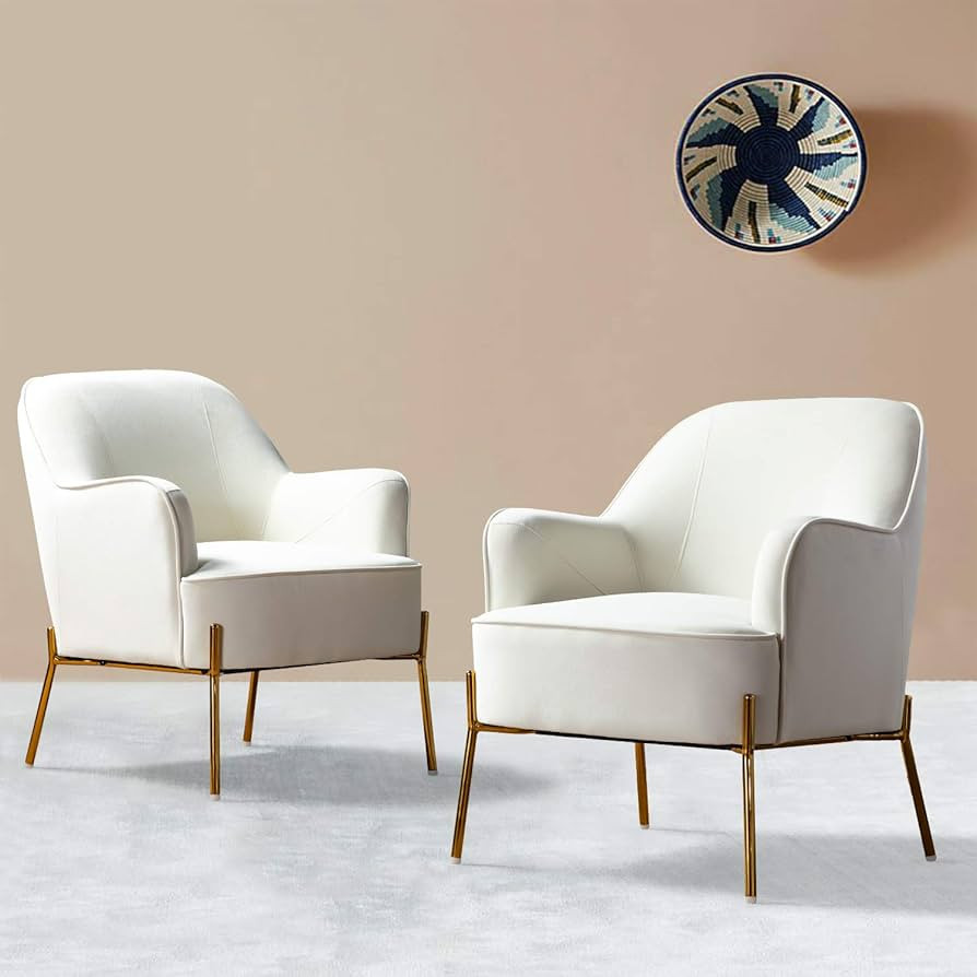 Velvet Accent Chair Upholstered, Velvet Armchair, Mid Century Modern Chair with Gold Metal Legs, ... | Amazon (US)