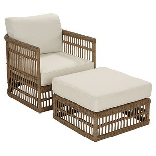 Suzanne Kasler Harbour Outdoor Lounge Chair & Ottoman Resin Wicker & Cushions | Ballard Designs, Inc.