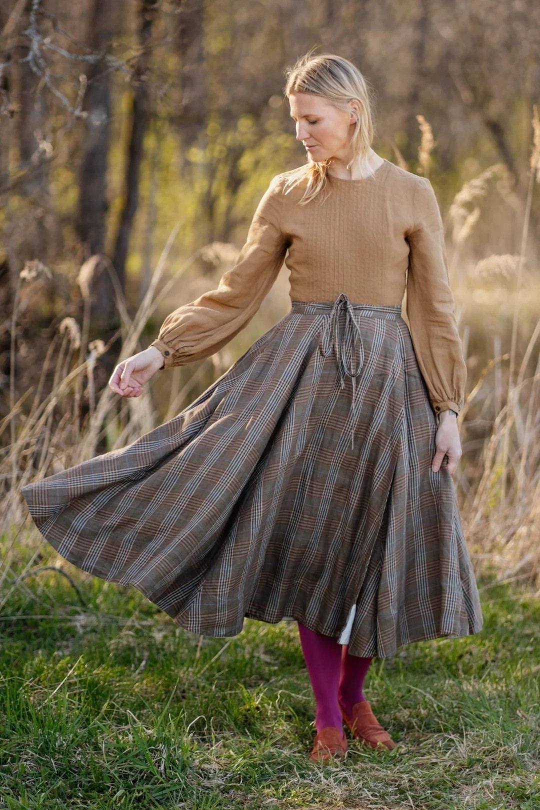 WRAP AROUND SKIRT Mid Century Modern, Cottagecore Skirt, Renaissance Skirt, Plaid Skirt, Outlande... | Etsy (US)