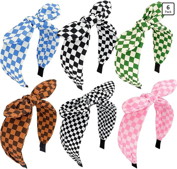 Jaciya Buffalo Plaid Bunny Ears Headbands - Non Slip Fashion Knotted Hair Accessories with Bow fo... | Amazon (US)